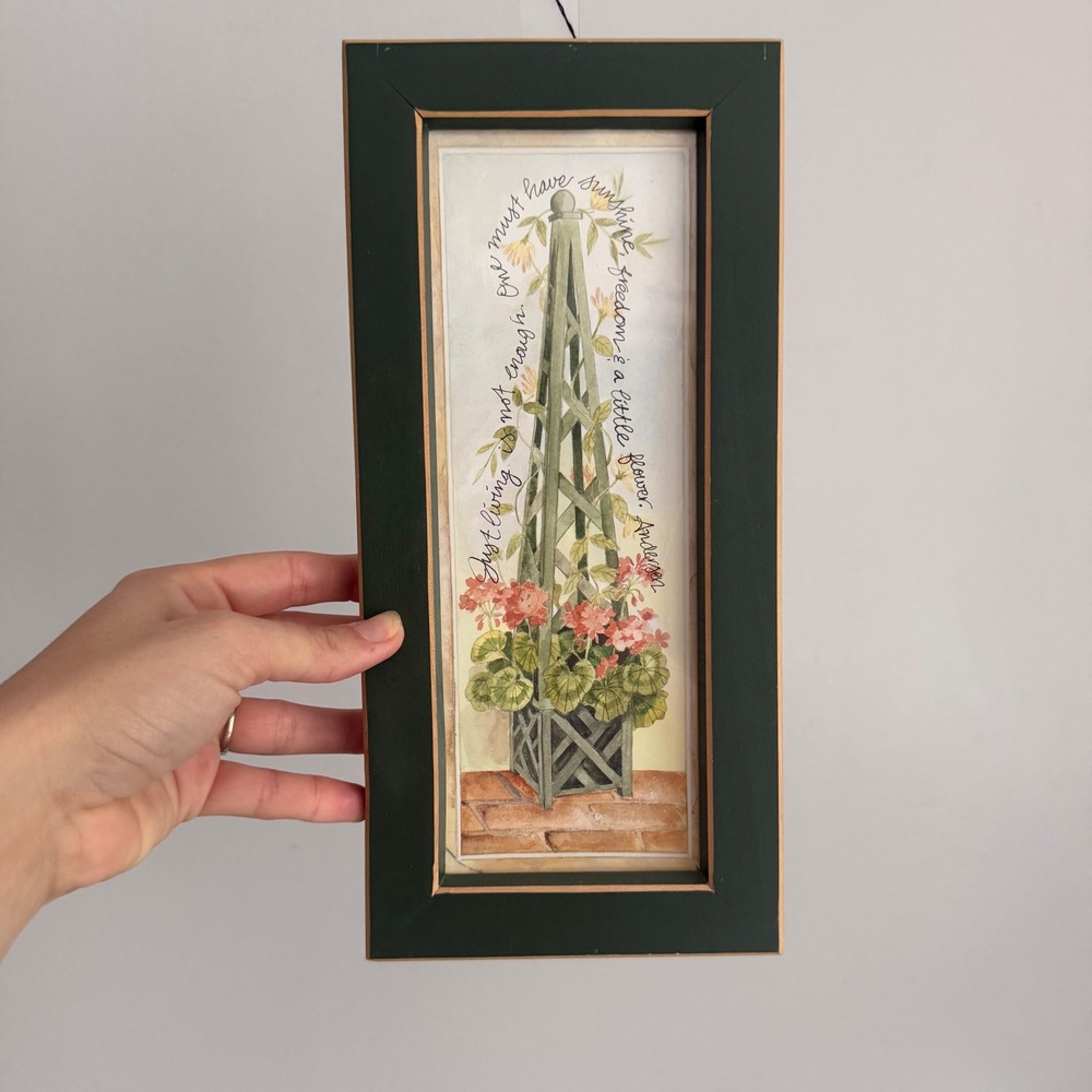 Hans Christian Andersen Quote Botanical Flower Art Green Wood Frame 12x5